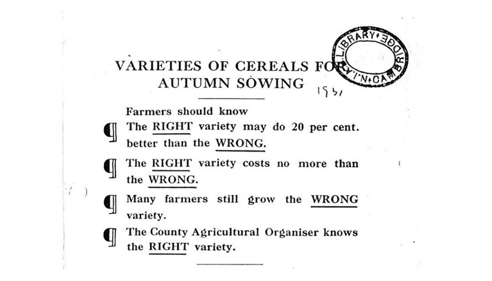 Varieties for autum sowing (1931)